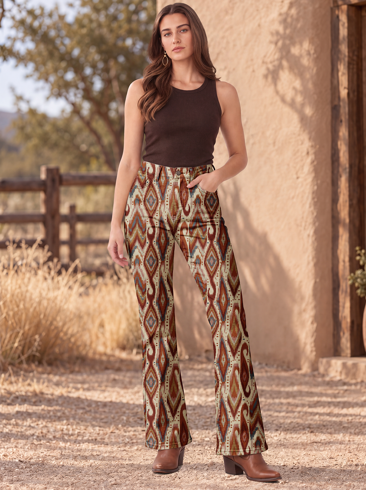 Sundown Saddle Bootcut Jeans – Front View – Riley – Cream