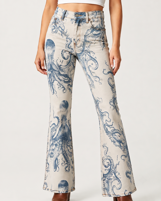 Octopus Outpost Bootcut Jeans – Front View – Riley – blue