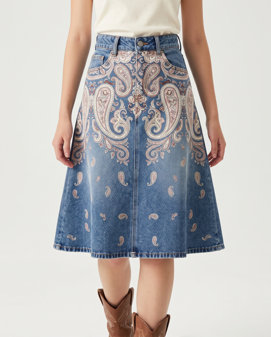 Blue Paisley RB-SKT03 – Front View – Jessie – Medium Blue
