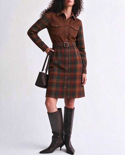 Mesa Canyon Plaid Belted Shirt Dress