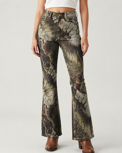 Desert Bloom Bootcut Jeans – Front View – Riley – Dark Indigo
