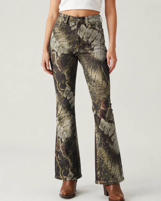 Desert Bloom Bootcut Jeans – Front View – Riley – Dark Indigo