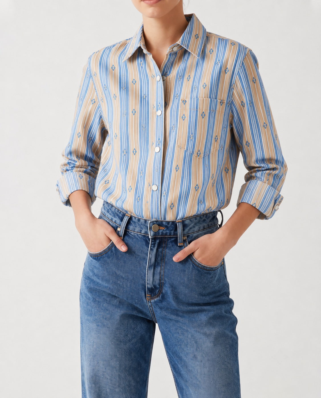 Prairie Sky RB-TOP16 – Front View – Riley – Blue, Beige