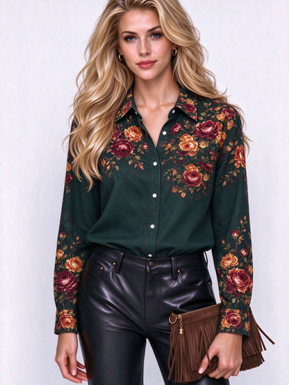 Sagebrush Rose Trail Long Sleeve Denim Shirt
