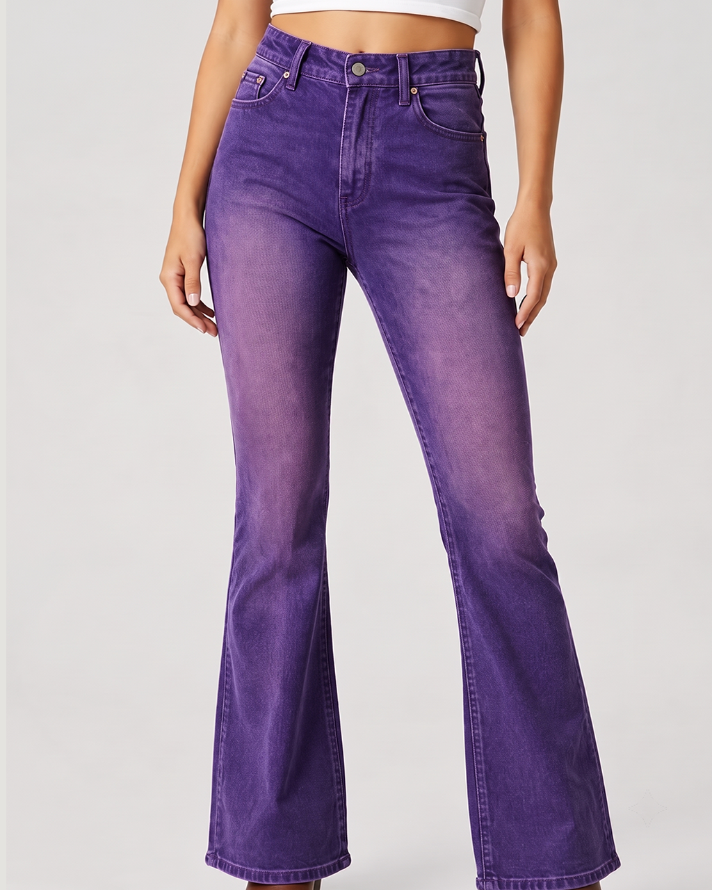 Purple Sage Trail Bootcut Jeans – Front View – Riley – purple