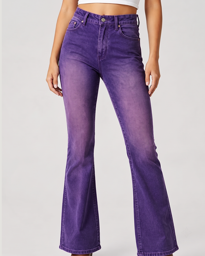 Purple Sage Trail Bootcut Jeans – Front View – Riley – purple