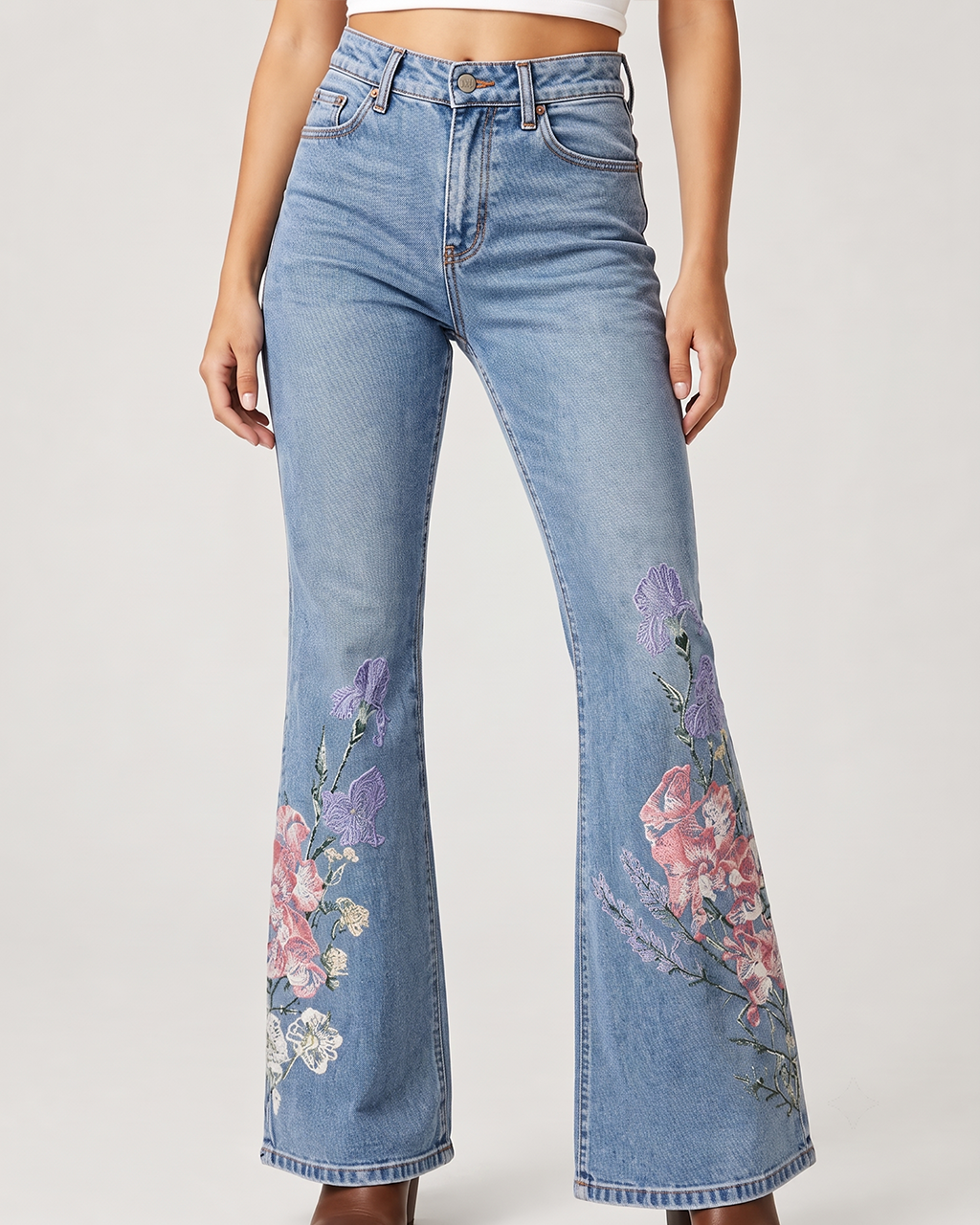 Wildflower Trail Bootcut Jeans – Front View – Riley – light blue
