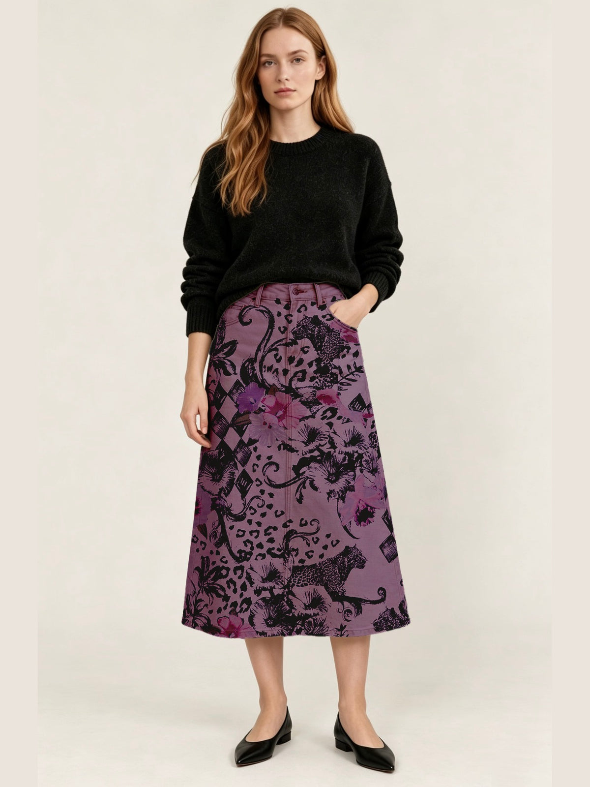Gunsmoke Prairie Bloom Ankle-Length Denim Skirt