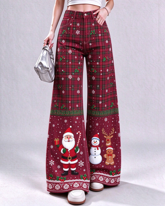 Rodeo Santa Tartan Wide-Leg Jeans