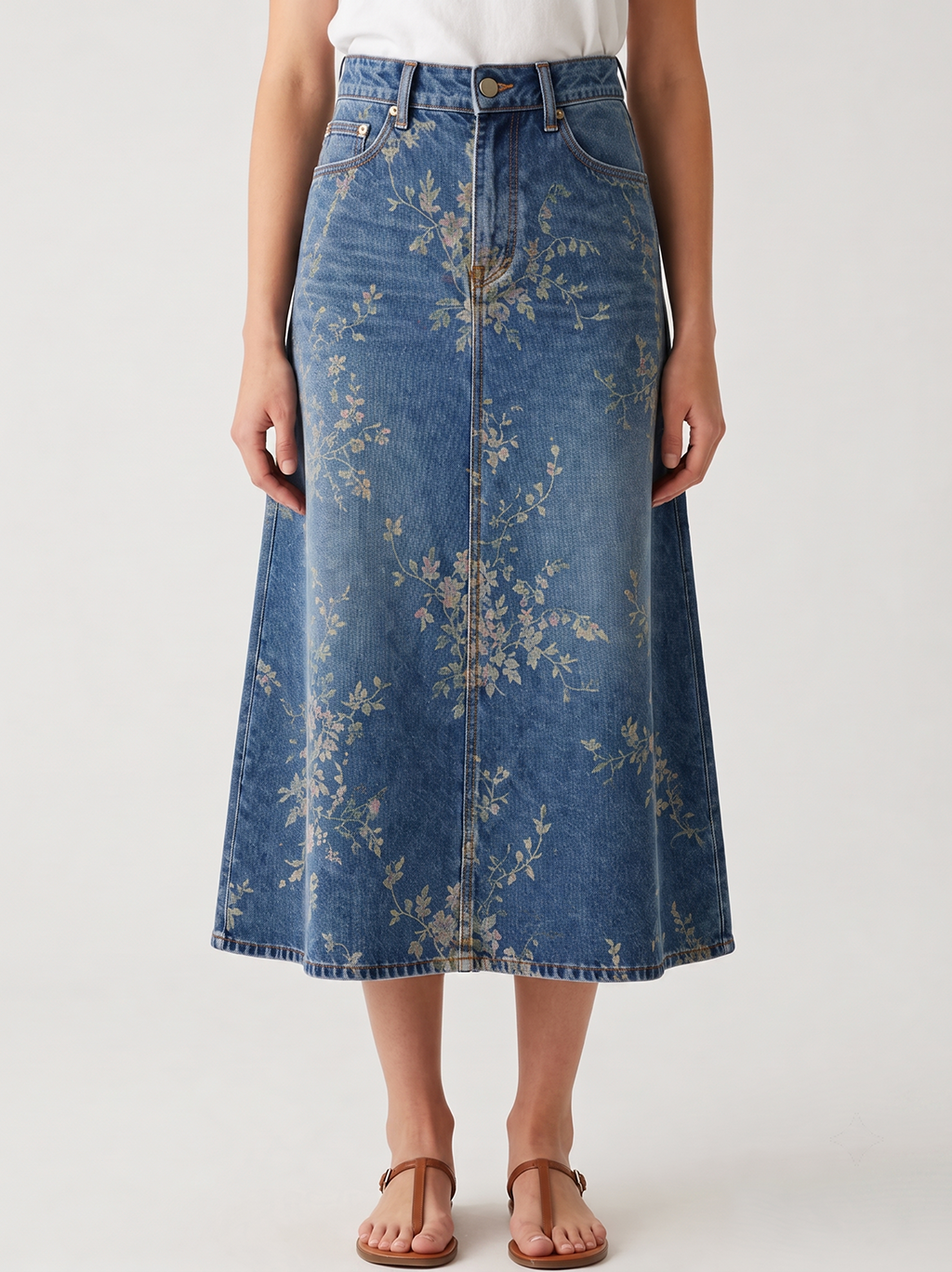 Cactus Bloom Indigo RB-SKT10 – Front View – Jessie – indigo