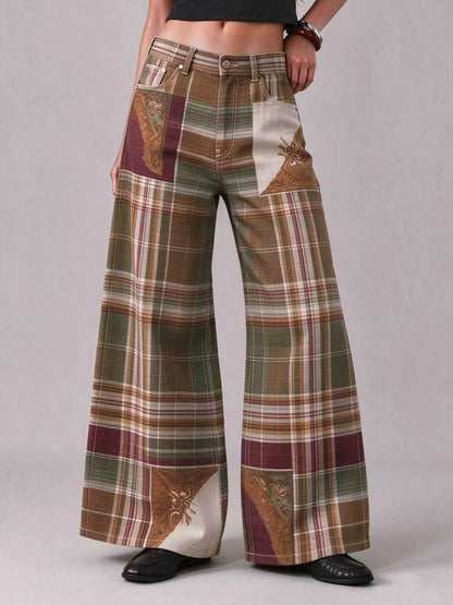 Prairie Patchwork Quilt Wide-Leg Jeans