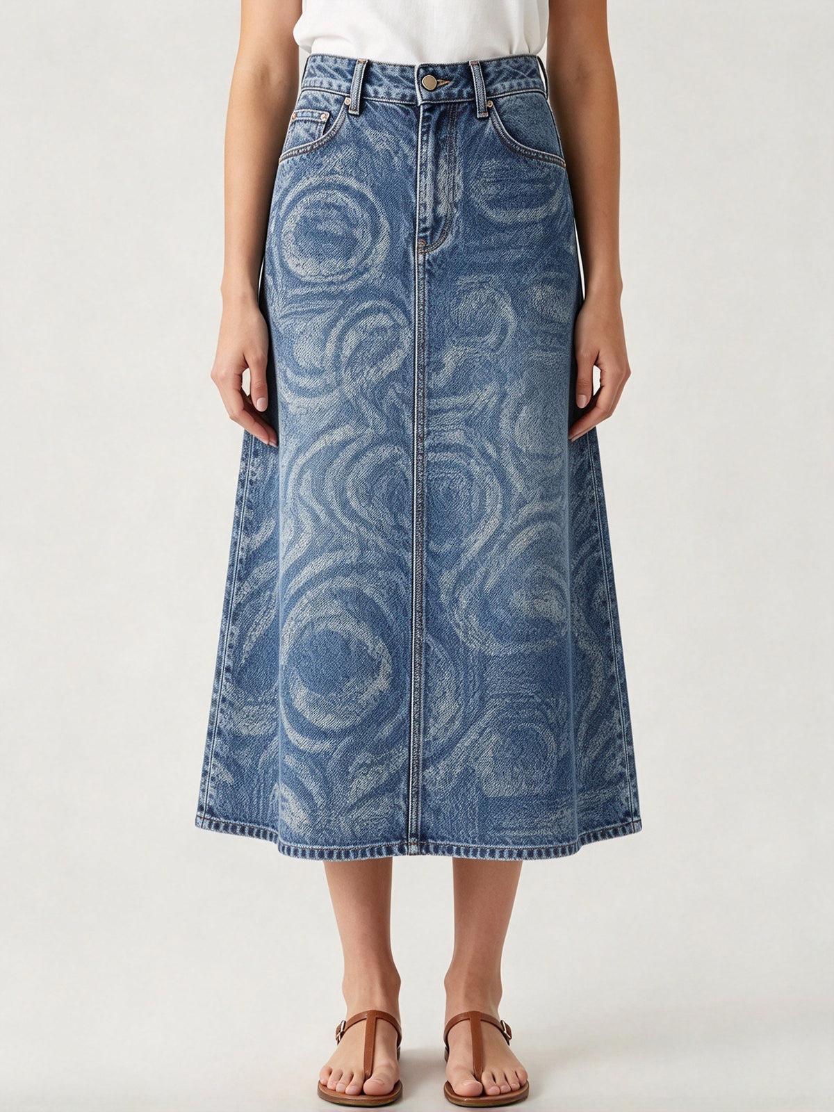 Whirlwind West Ankle-Length Denim Skirt