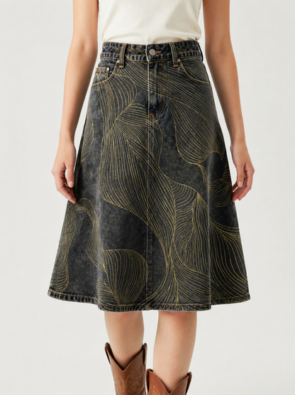 Dark Blue Leaves RB-SKT03 – Front View – Jessie – Dark Blue
