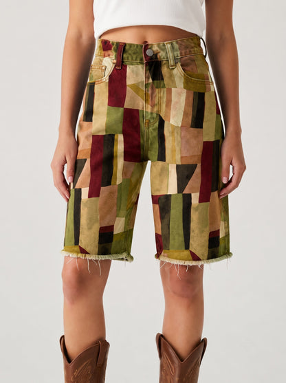 Desert Patchwork RB-BOT08 – Front View – Riley – olive, maroon