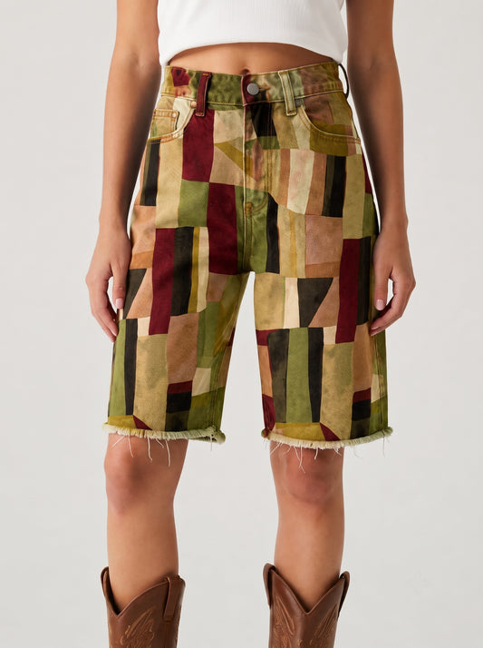 Desert Patchwork RB-BOT08 – Front View – Riley – olive, maroon