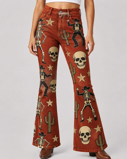 Desert Revenant Bootcut Jeans – Front View – Riley – rust
