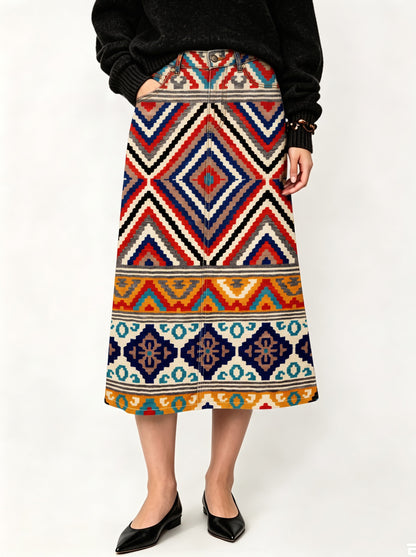Wild Stripe Rodeo Ankle-Length Denim Skirt