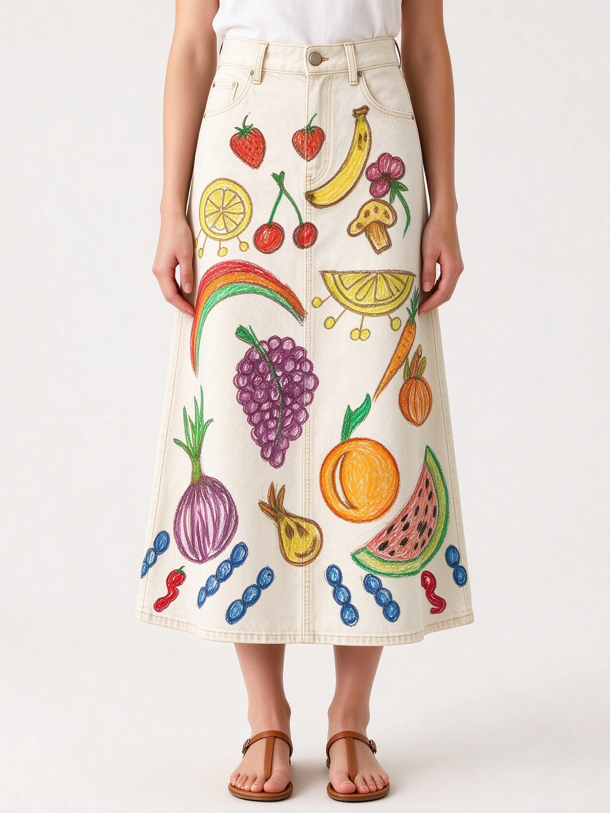 Prairie Orchard Ankle-Length Denim Skirt