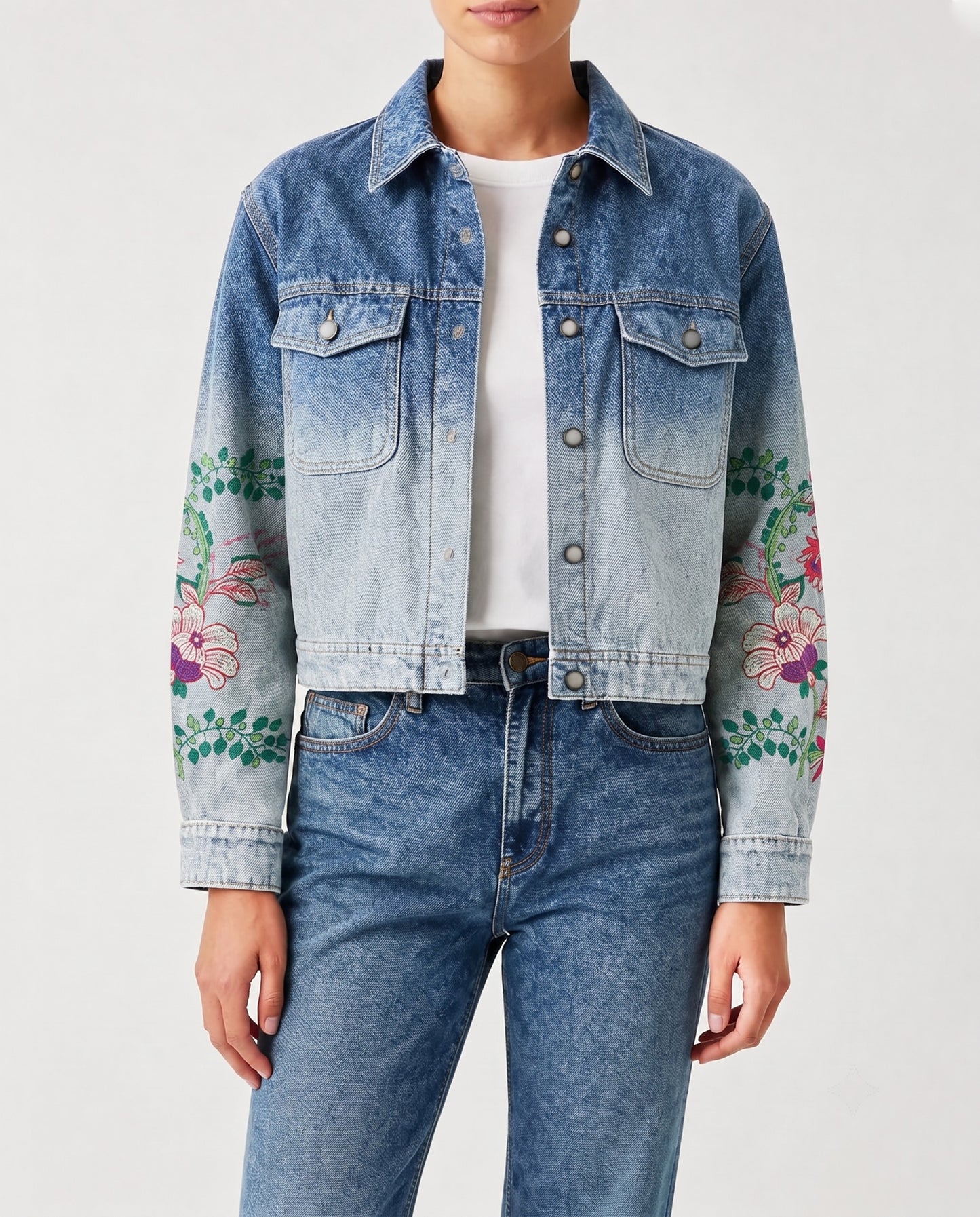 Prairie Bloom Denim RB-JKT01 – Front View – Riley – Denim Blue