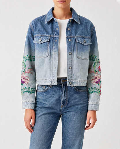 Prairie Bloom Denim RB-JKT01 – Front View – Riley – Denim Blue