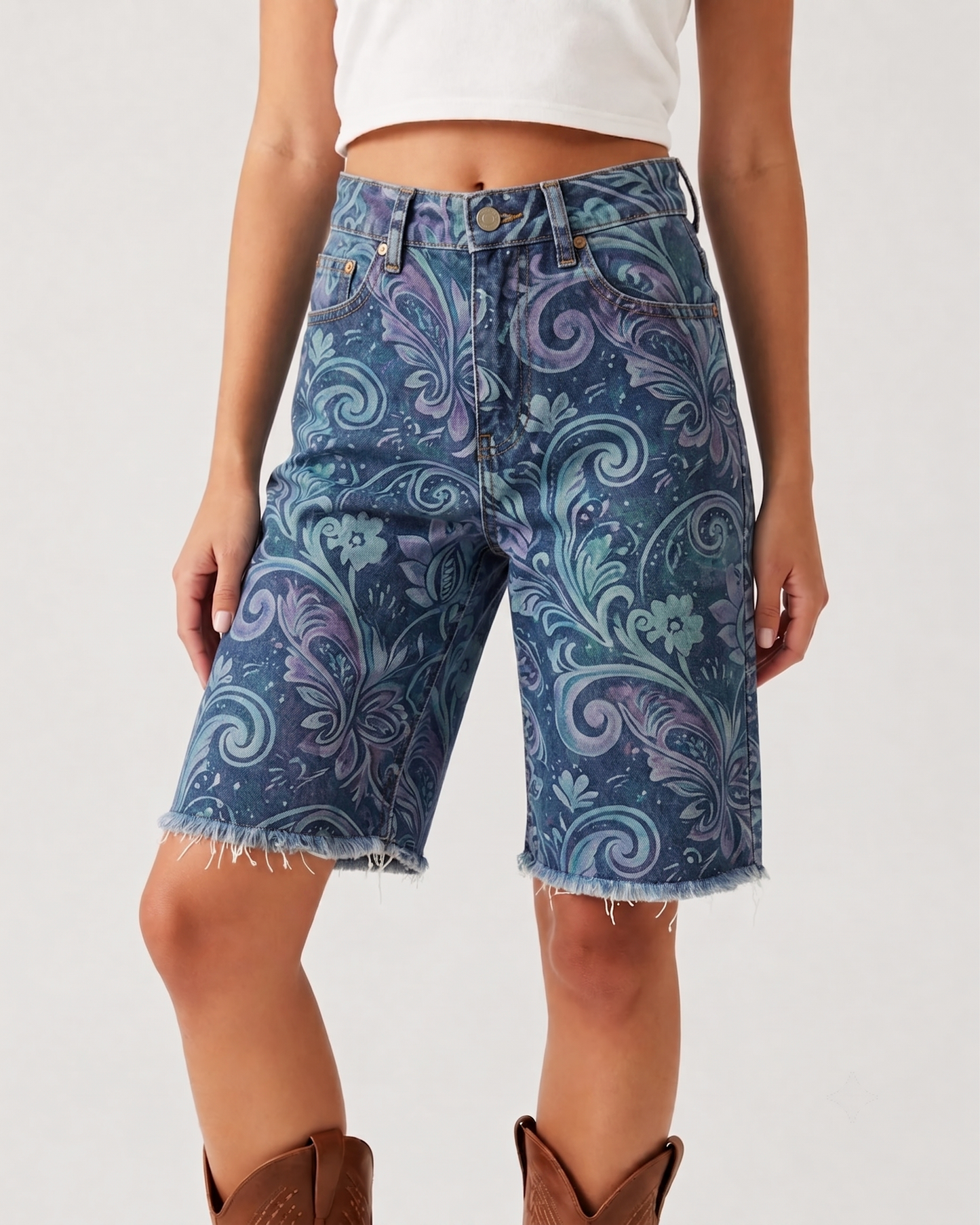 Desert Bloom Dark (ethnic) RB-BOT08 – Front View – Riley – Dark Indigo