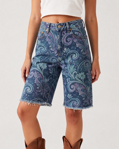 Desert Bloom Dark (ethnic) RB-BOT08 – Front View – Riley – Dark Indigo