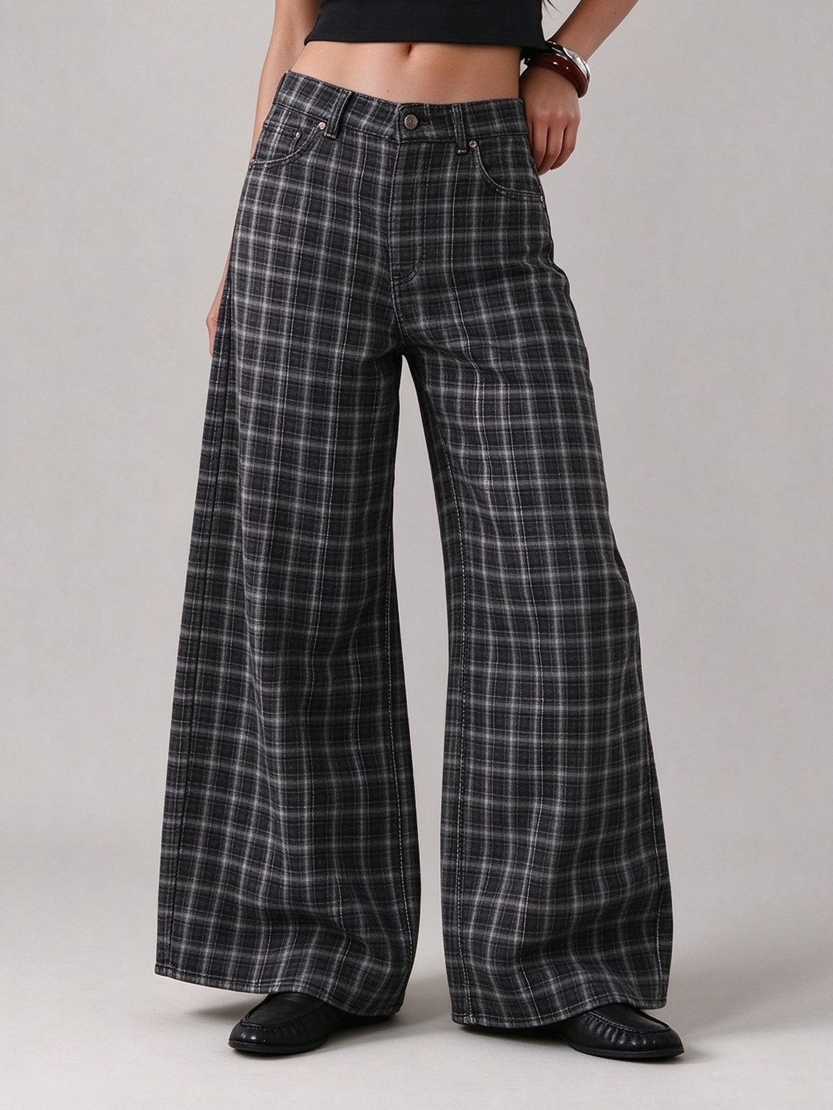 Smokestack Mesa Check Wide-Leg Jeans