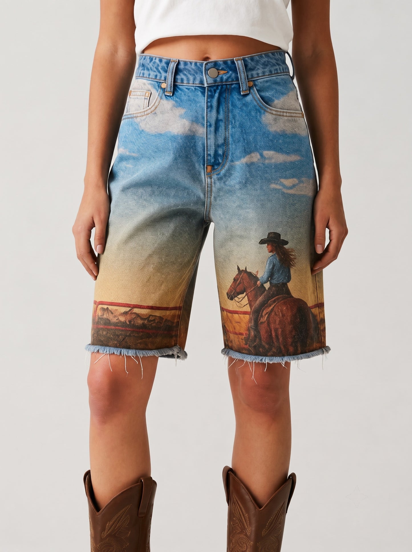 Ranch Skyline RB-BOT08 – Front View – Riley – Denim Blue, Burnt Orange