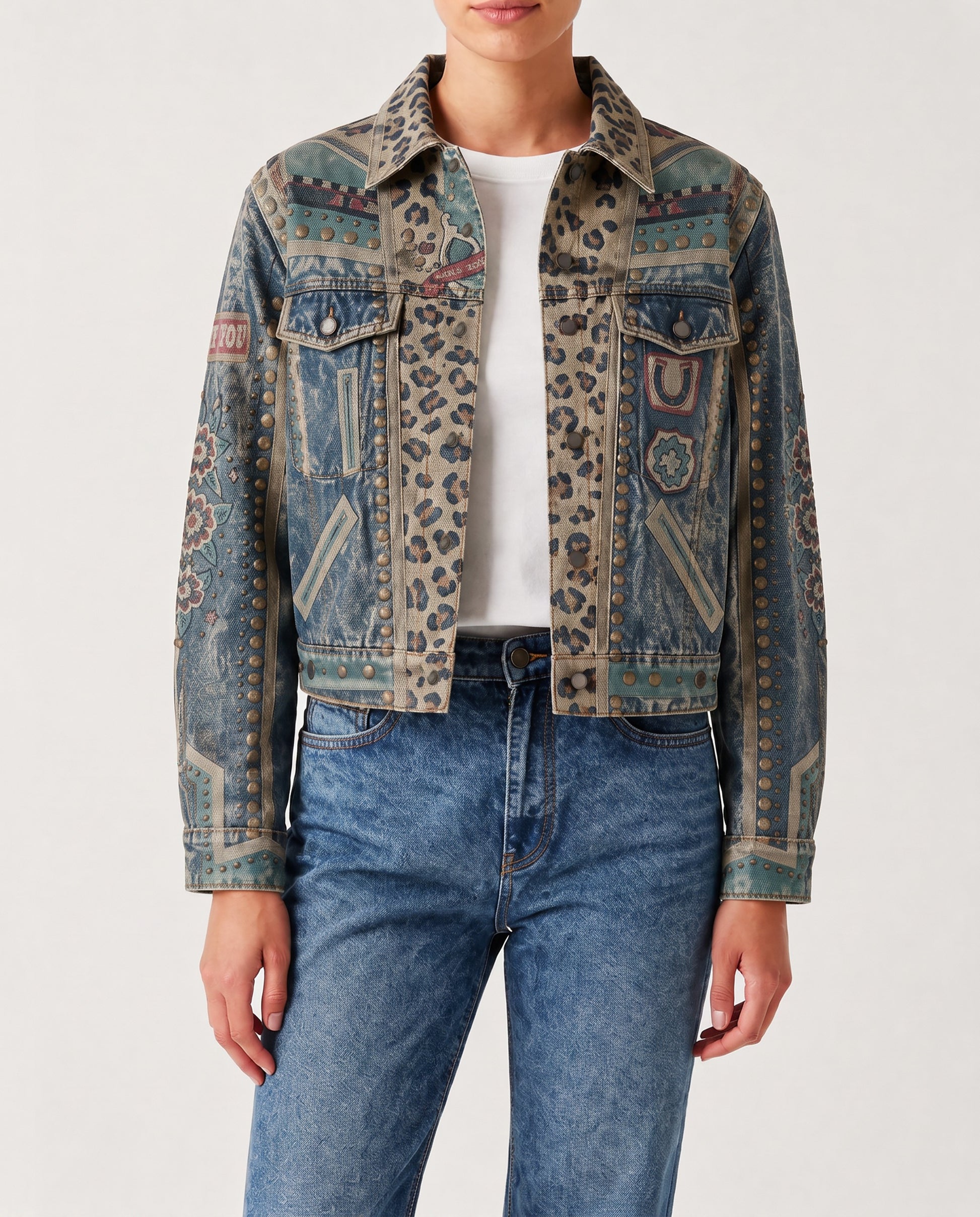 Desert Mirage Denim RB-JKT01 – Front View – Riley – Denim Blue, Beige