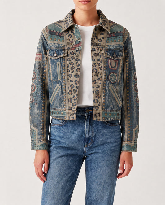 Desert Mirage Denim RB-JKT01 – Front View – Riley – Denim Blue, Beige