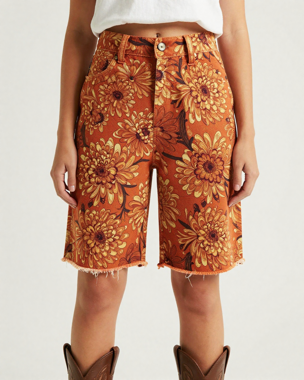 Chrysanthemum Spiral RB-BOT08 – Front View – Jessie – Burnt Orange / Gold