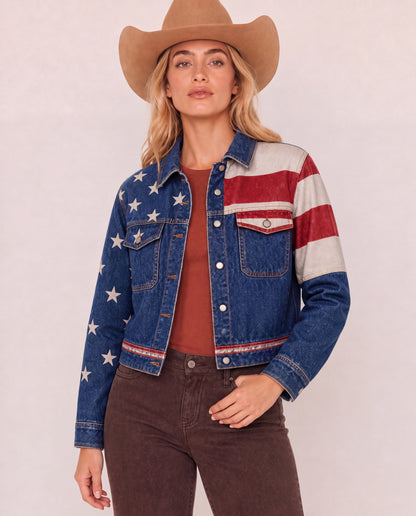 Starlight Rodeo RB-JKT01 – Front View – Riley – Blue, Red, White