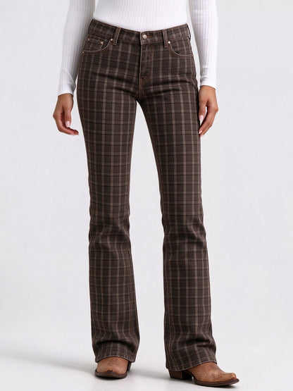 Dusty Trail Check Low-Rise Bootcut Jeans
