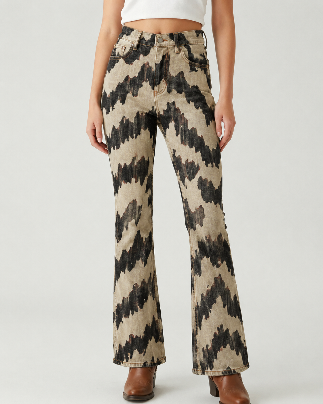 Desert Ripple Bootcut Jeans – Front View – Riley – Light Wash