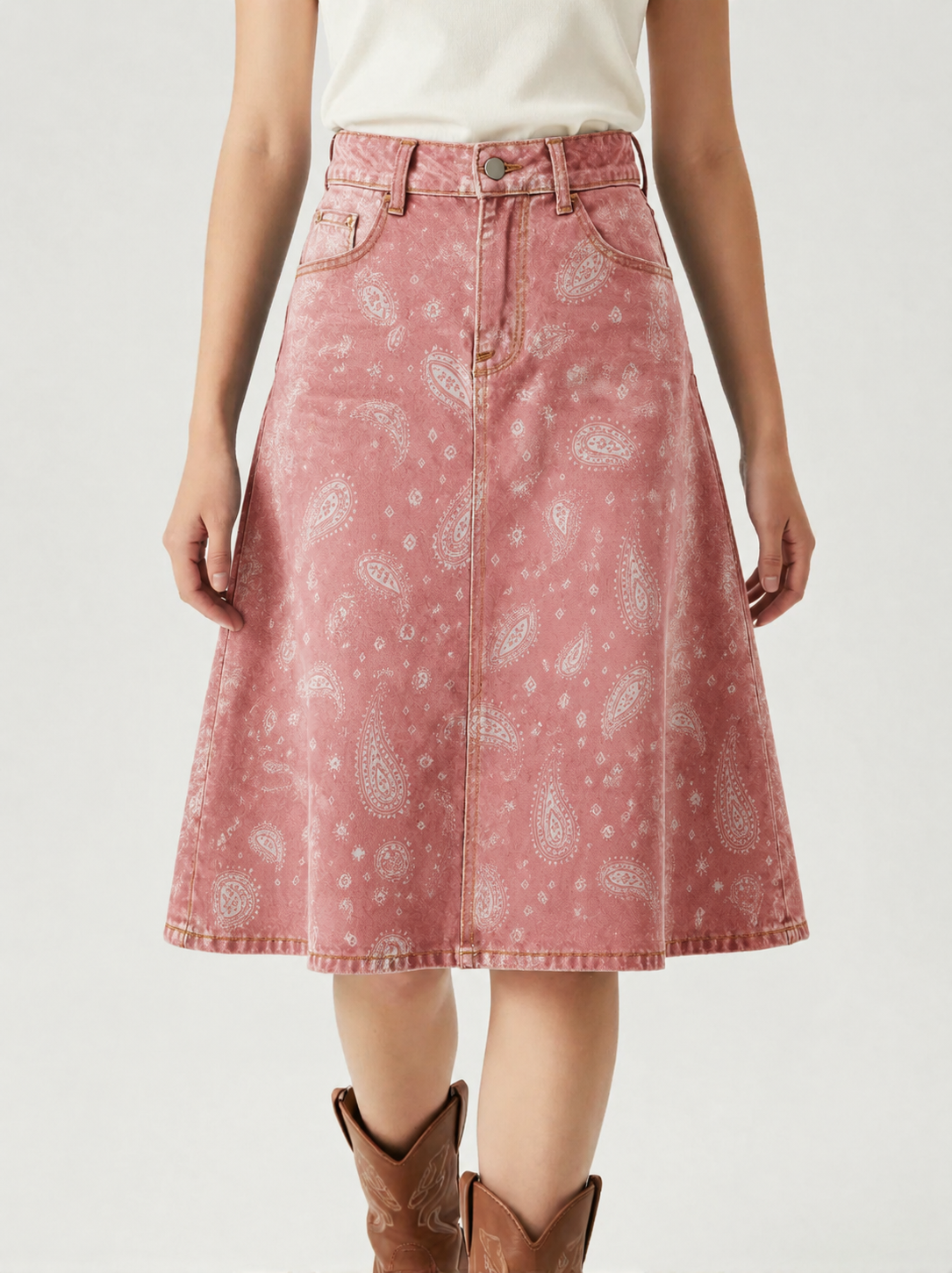 Pink Paisley RB-SKT03 – Front View – Jessie – Pink