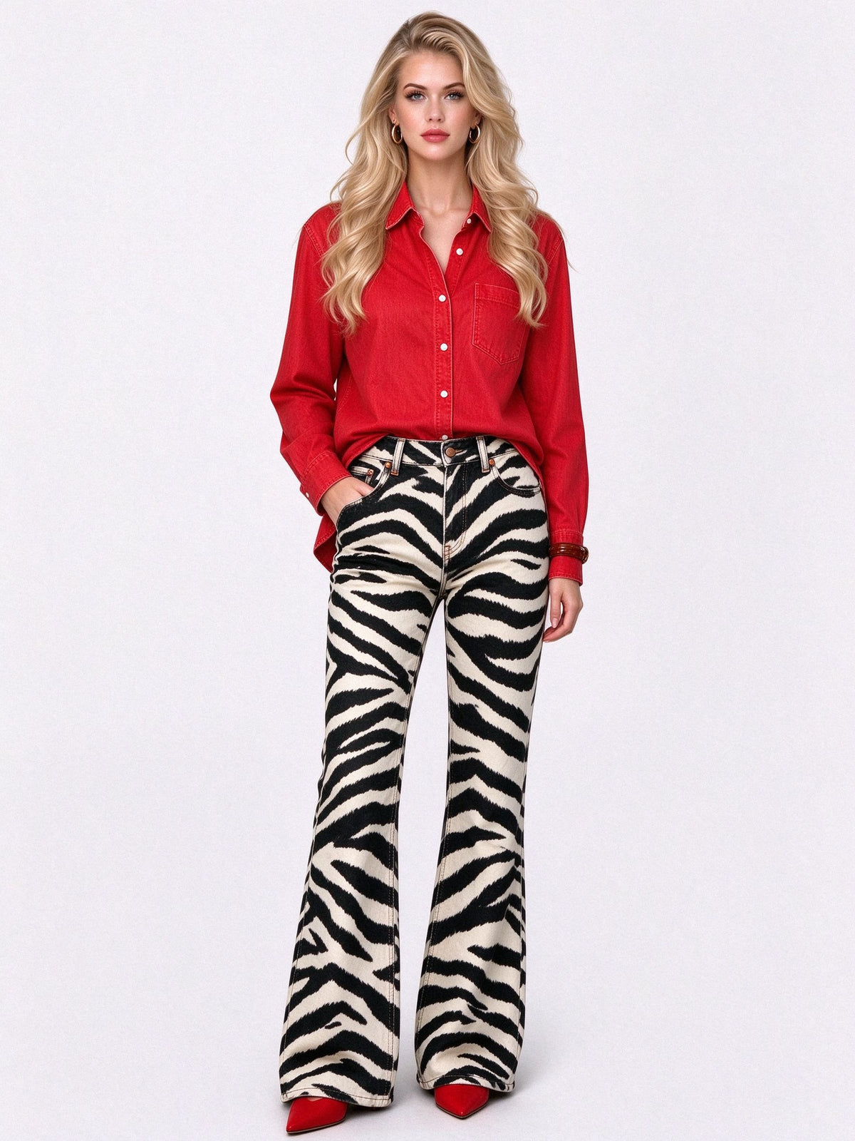 Outlaw Zebra Stripe Flare Jeans
