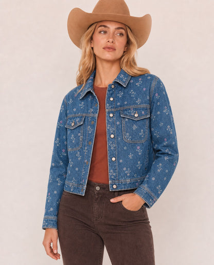 Prairie Bloom Denim RB-JKT01 – Front View – Riley – Denim Blue