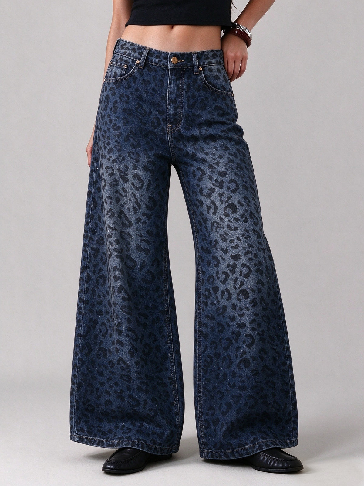 Outlaw Shadow Leopard Wide-Leg Jeans