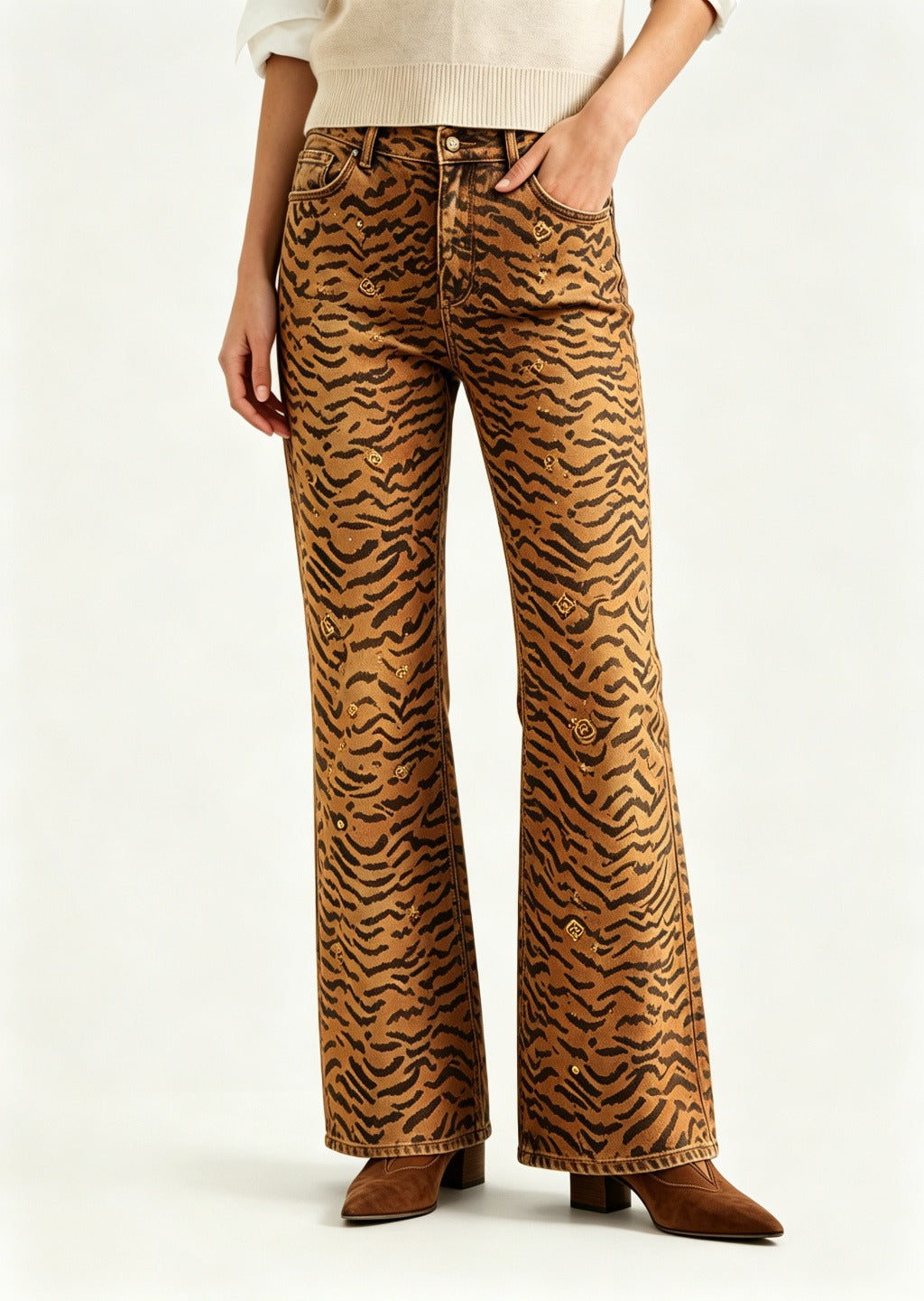 Tiger Ridge Bootcut Jeans – Front View – Riley – brown