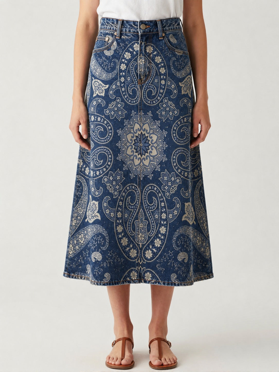 Prairie Bloom Indigo RB-SKT10 – Front View – Riley – Indigo
