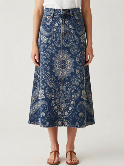Prairie Bloom Indigo RB-SKT10 – Front View – Riley – Indigo