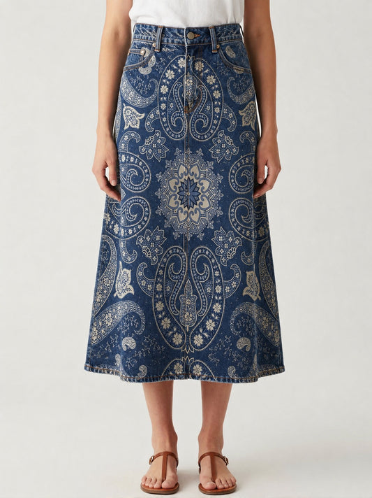 Prairie Bloom Indigo RB-SKT10 – Front View – Riley – Indigo