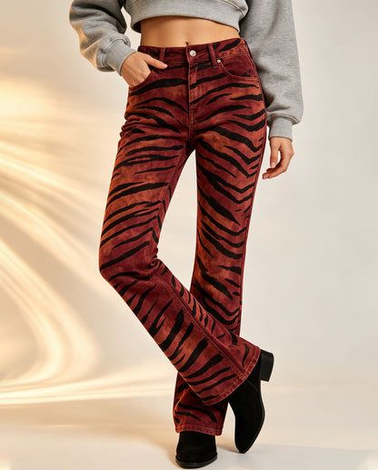 Crimson Wildcat Bootcut Jeans – Front View – Riley – burgundy