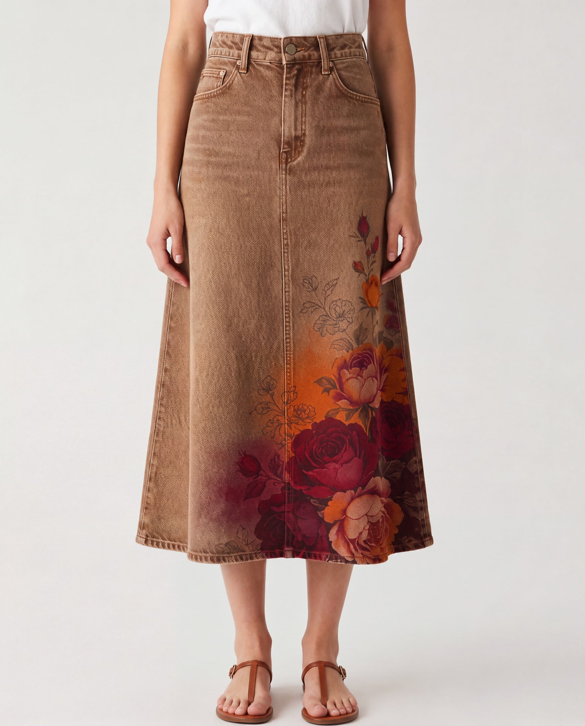 Prairie Bloom Brown RB-SKT10 – Front View – Riley – brown