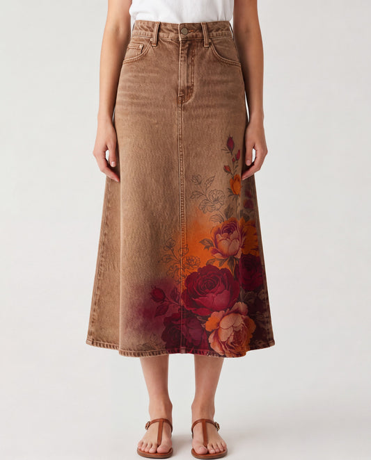 Prairie Bloom Brown RB-SKT10 – Front View – Riley – brown