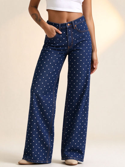 Rodeo Star Dots High-Rise Straight-Leg Jeans