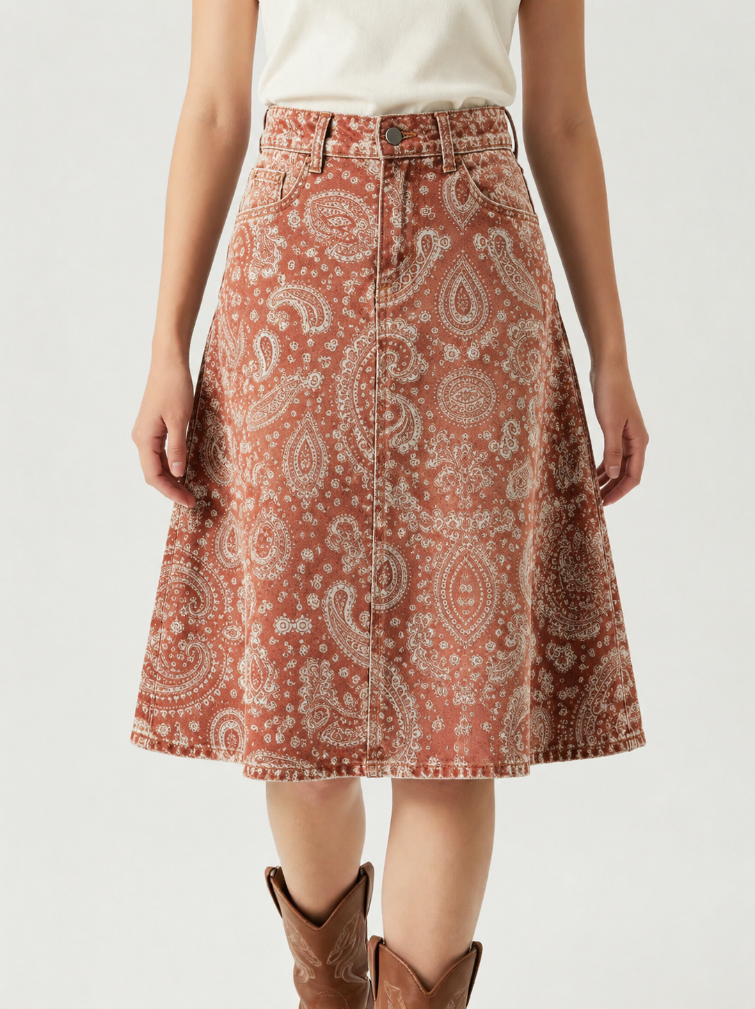 Rust Paisley RB-SKT03 – Front View – Jessie – Rust