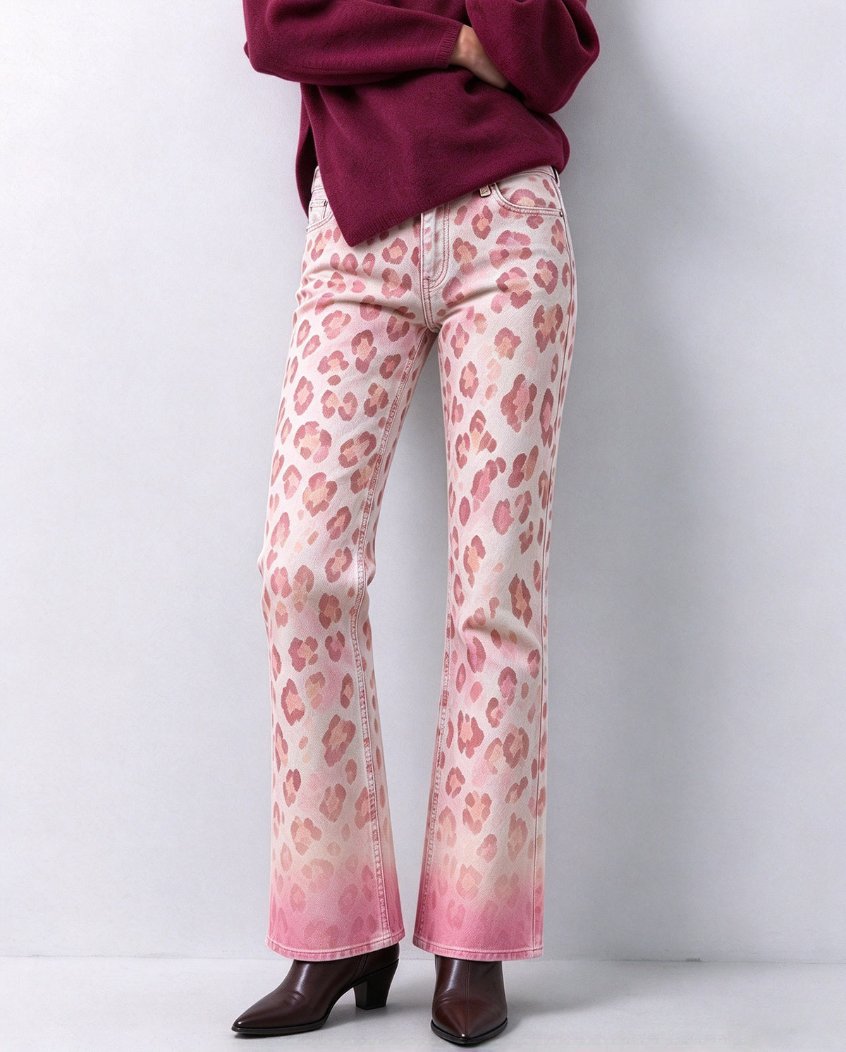 Prairie Rose Leopard Bootcut Jeans