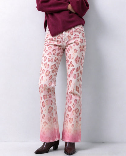 Prairie Rose Leopard Bootcut Jeans