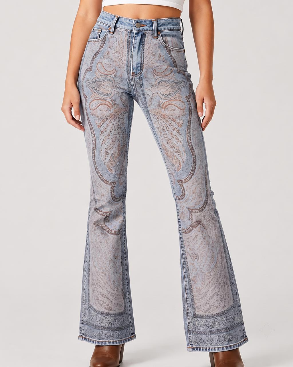 Cactus Mirage Light Bootcut Jeans – Front View – Riley – light blue